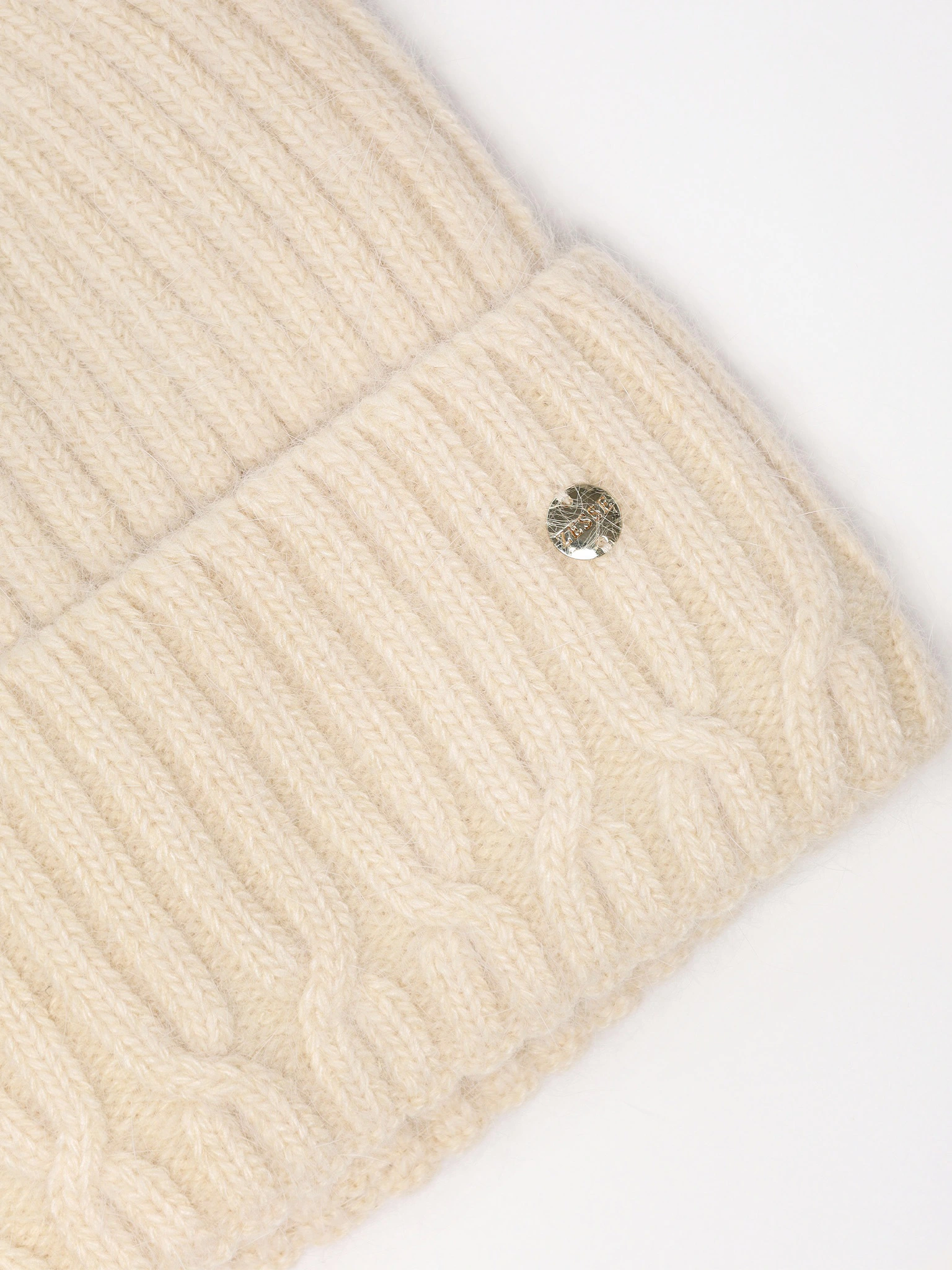 Шапка-бини из ангоры и нейлона с отворотом в ассортименте